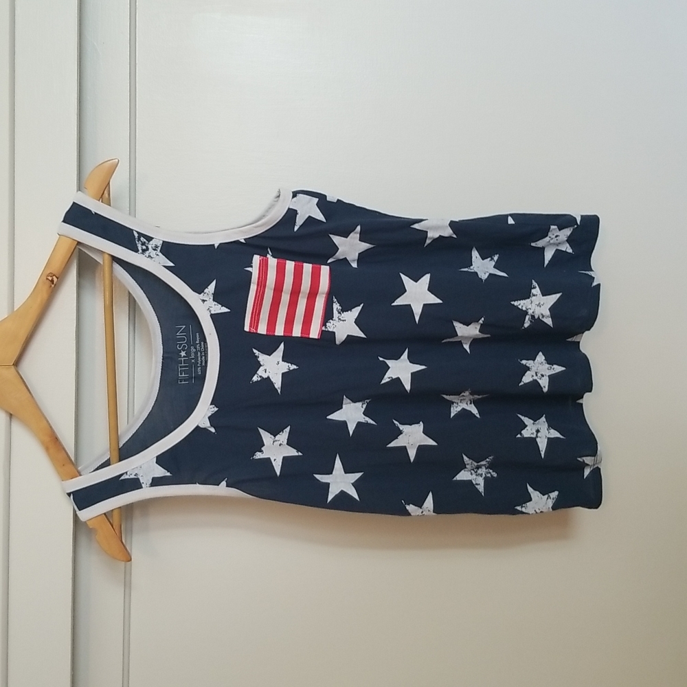 🆕 Americana Patriotic Blue Star Tank NWT
